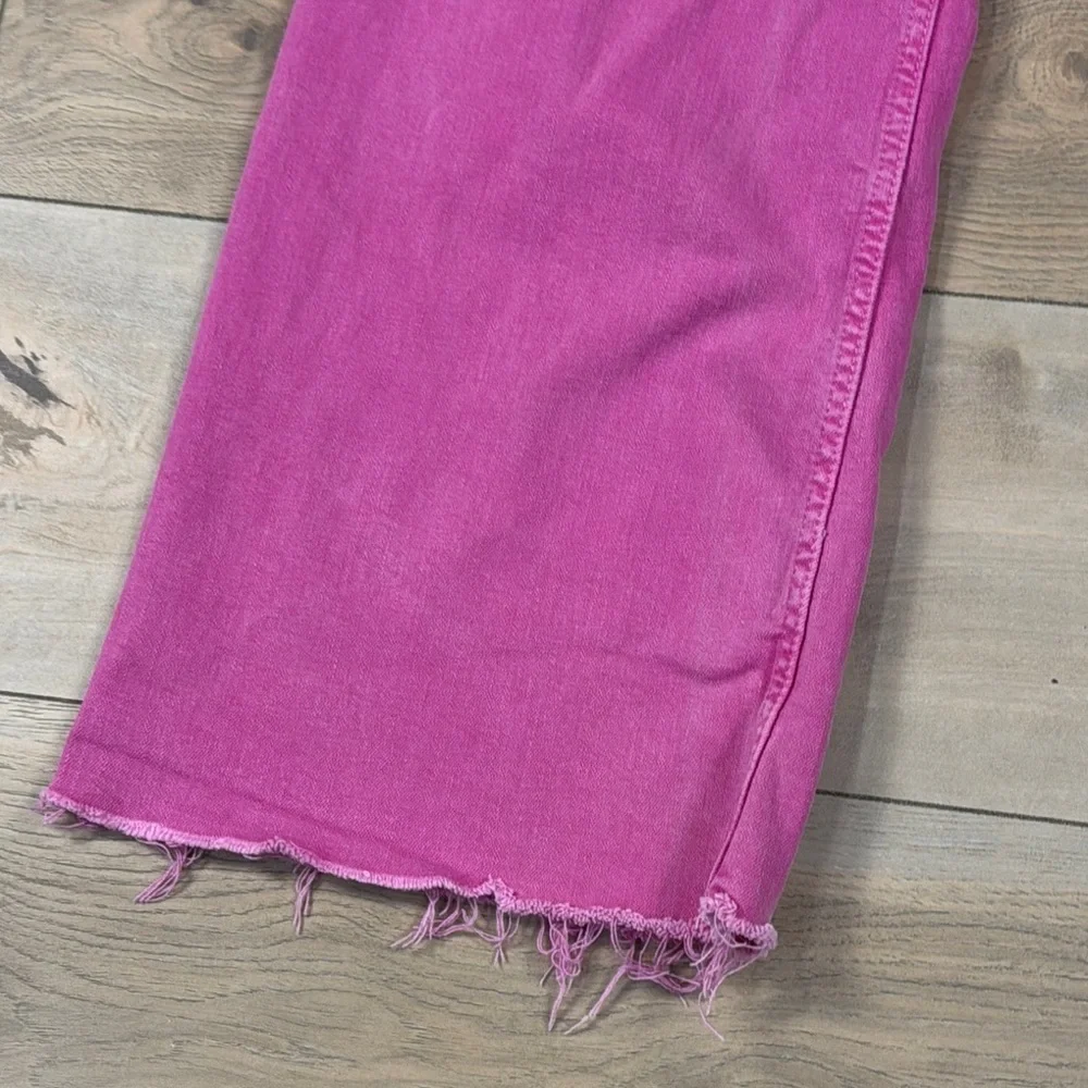 Zara Women's Viral Pink Wide-Leg Jeans Cut Off - Picture 7 of 16